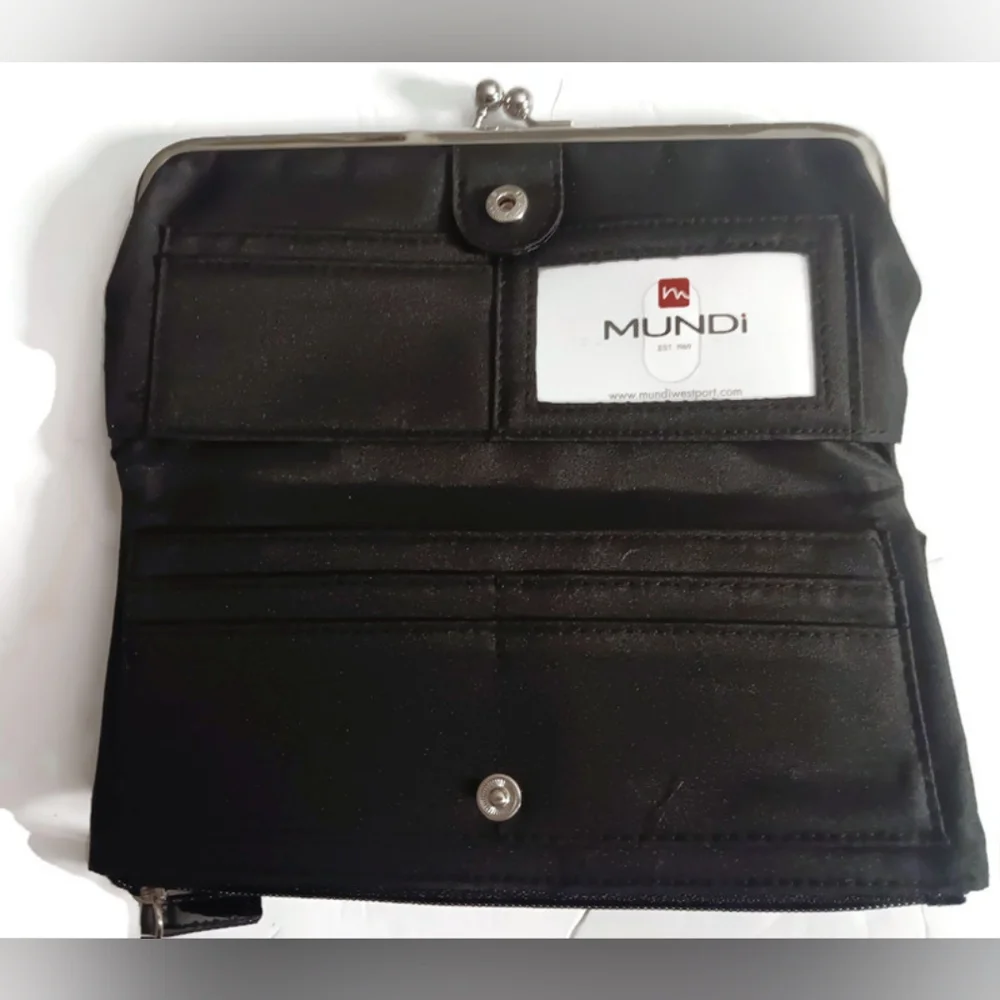 MUNDI BLACK PATENT LEATHER,CLUTCH WALLET BLACK - Picture 2 of 4